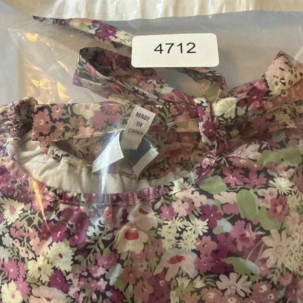 CZ by Carolina Zapf Pink Floral Bow‎ Drop Waist 100% Cotton Dress 6Y Cottagecore